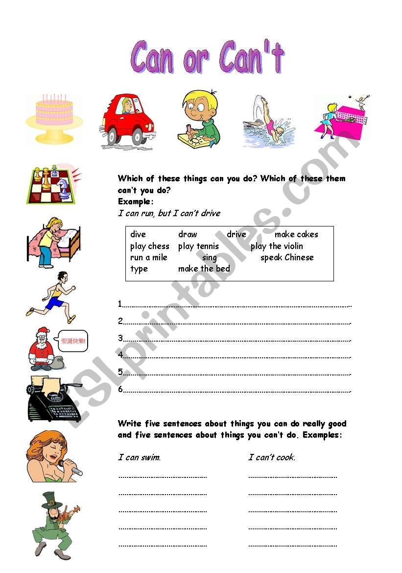 Can or cant worksheet