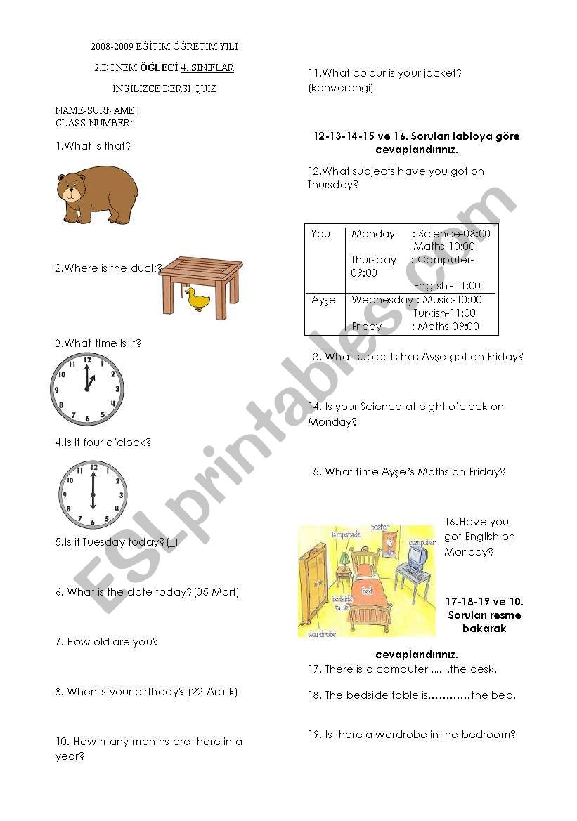 revision of what time is it?, when is your birthday?