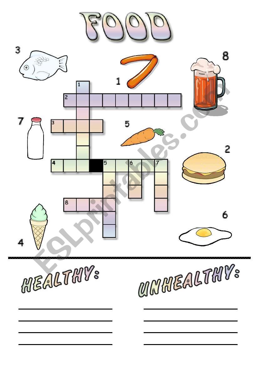 crossword - food worksheet