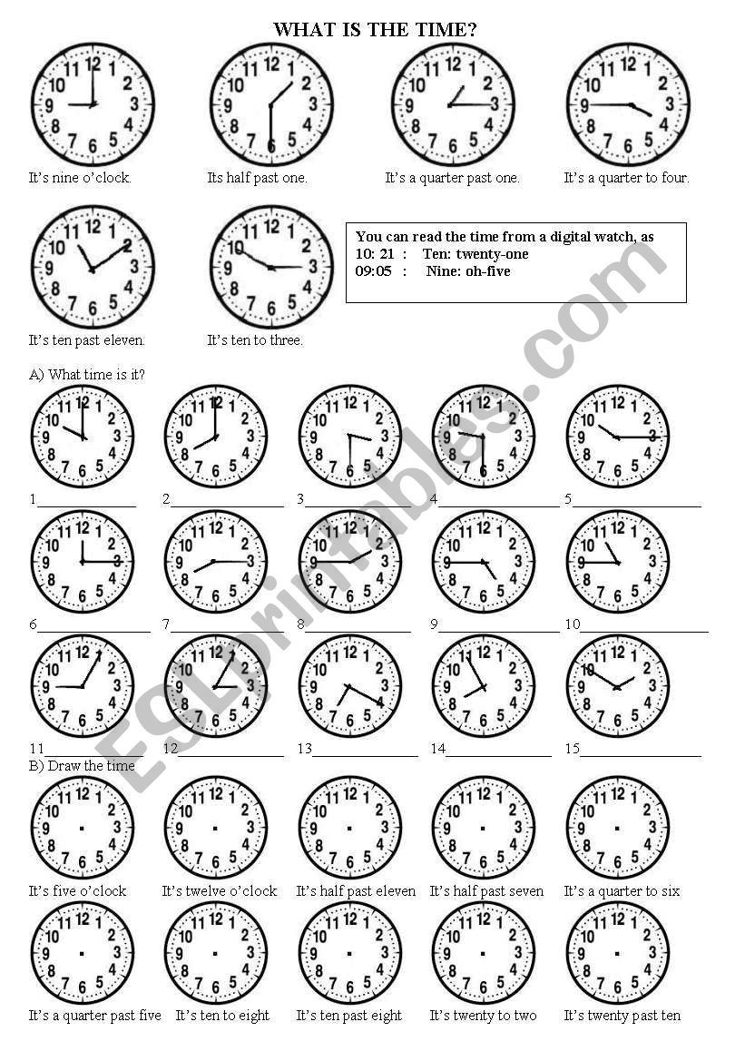 What is the time? worksheet