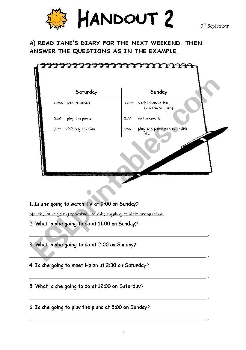 Be Going to / Will worksheet