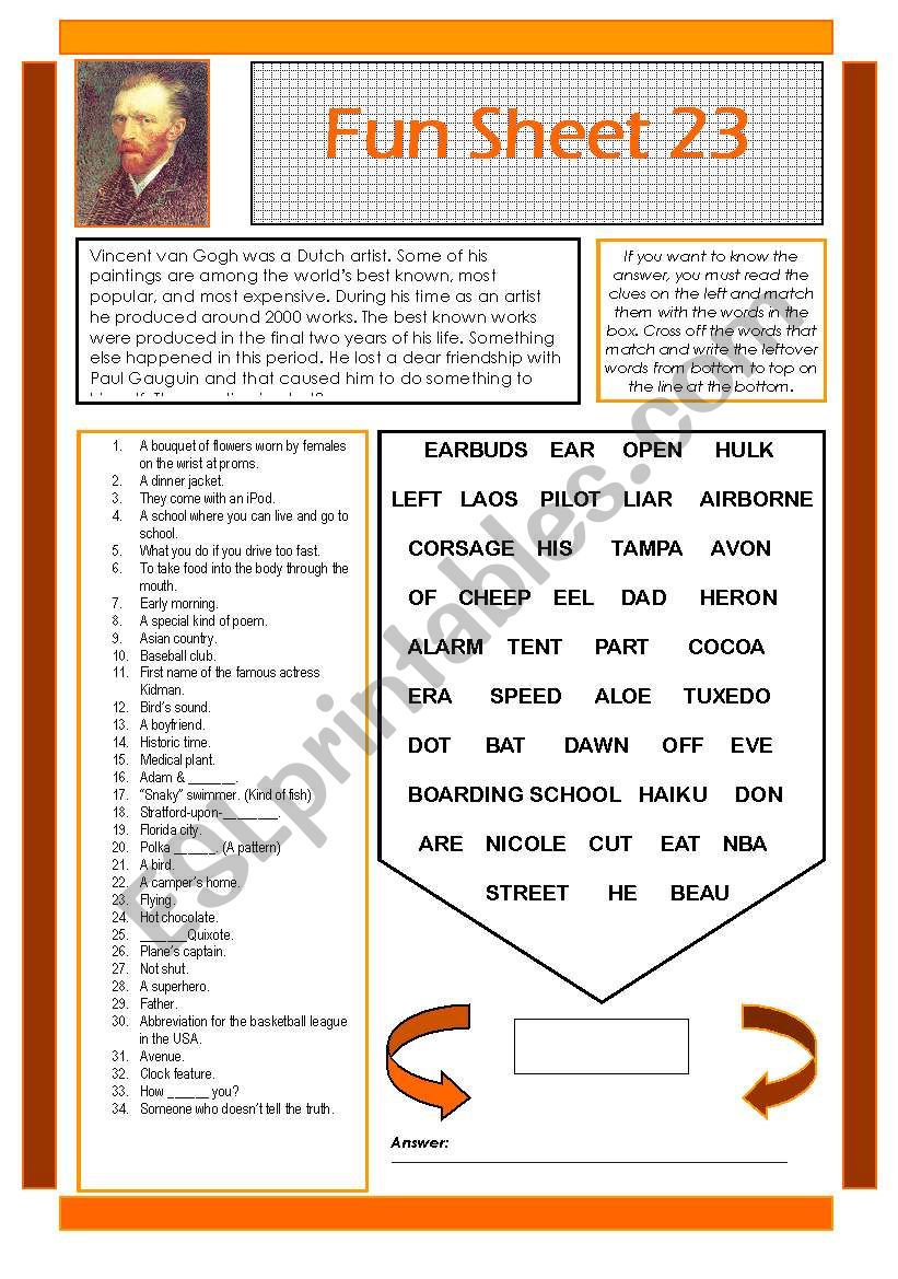 Fun Sheet 23 worksheet