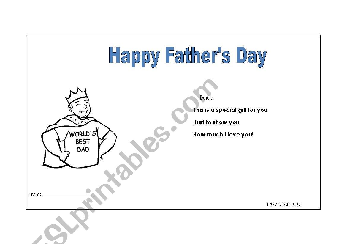 Fathers day worksheet