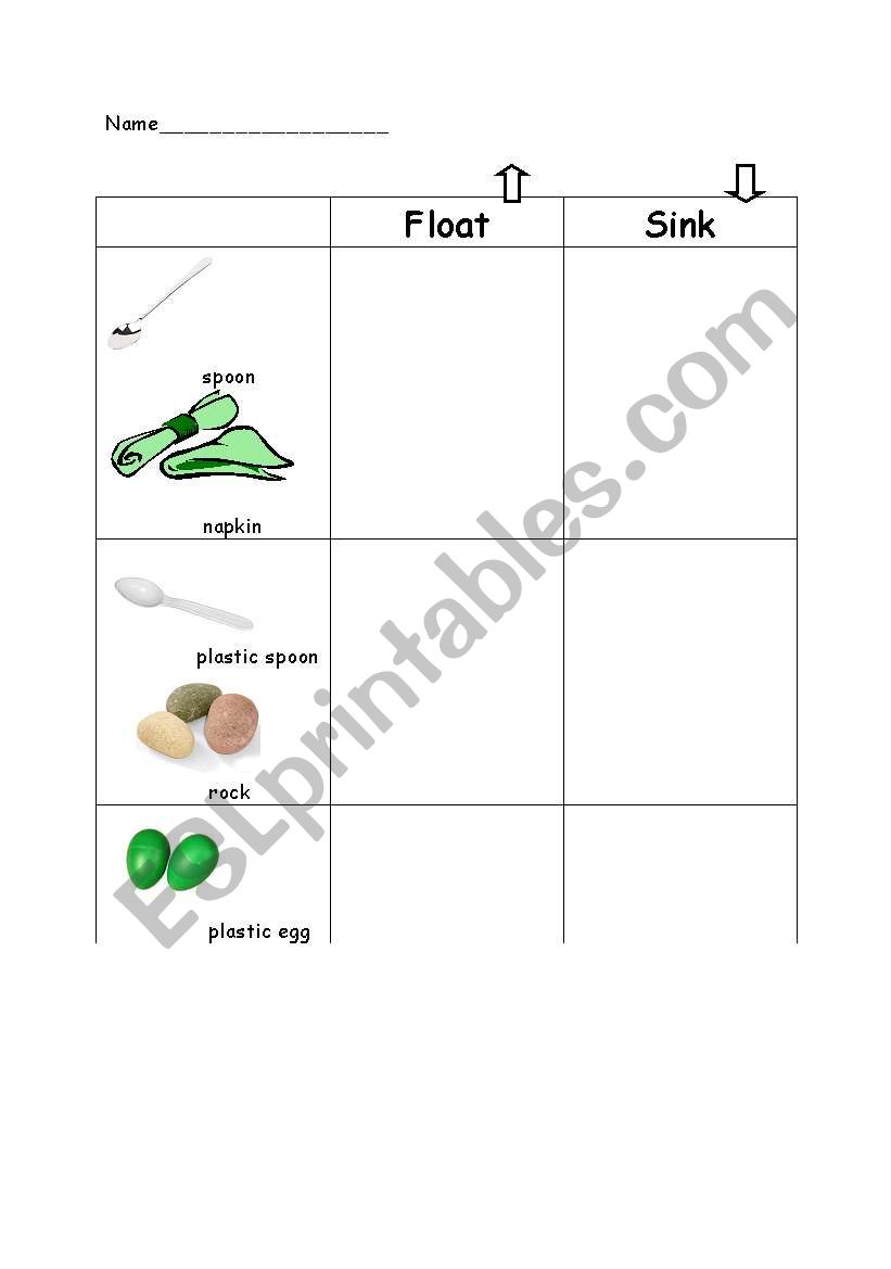 English Worksheets Sink Or Float