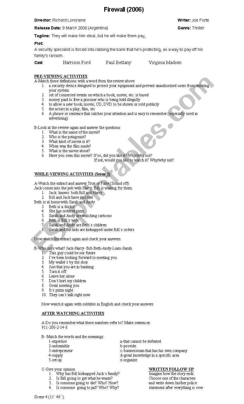 FIREWALL worksheet