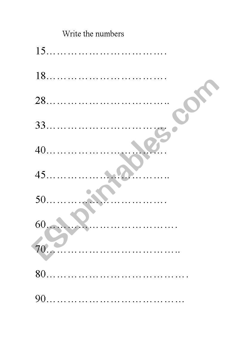 the numbers worksheet