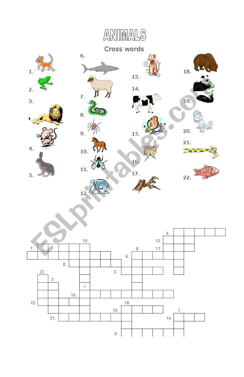 ANIMALS CROSSWORD worksheet