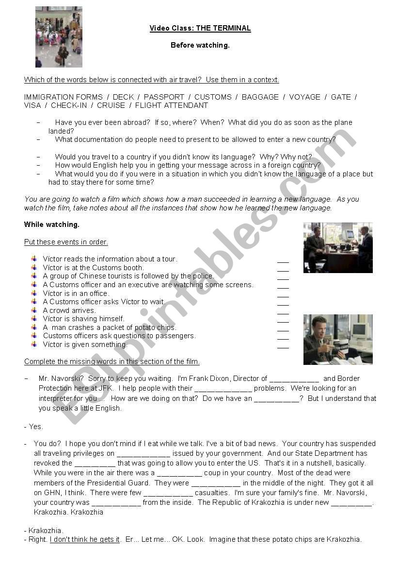 Film: THE TERMINAL worksheet