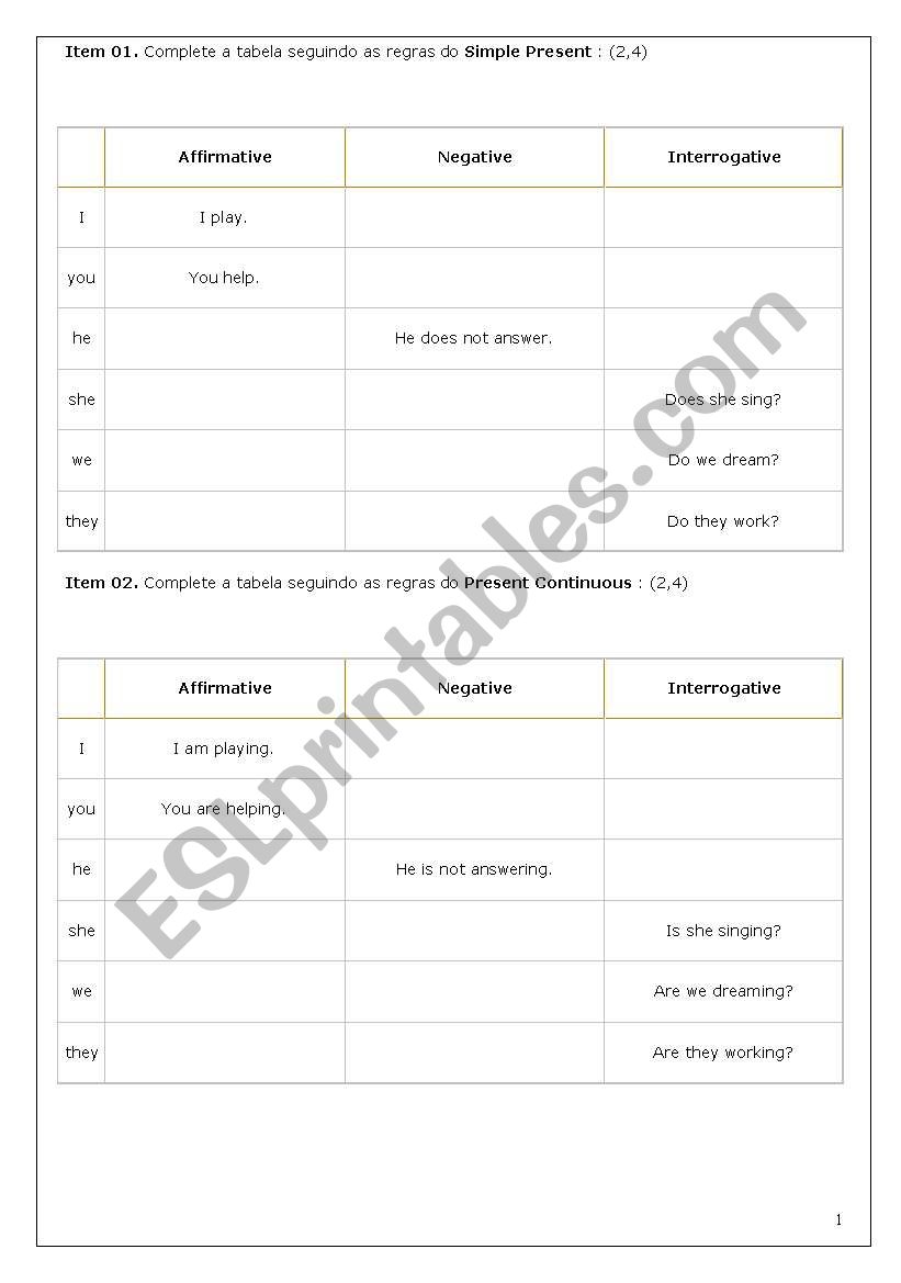 Simple Review on Simple Present, Present Continuous, Simple Past and Past Continuous.