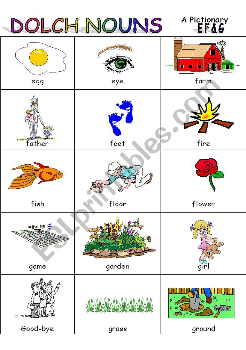 Pictionary DOLCH NOUNS Part 2 worksheet