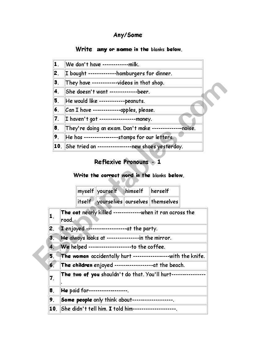 some-any worksheet