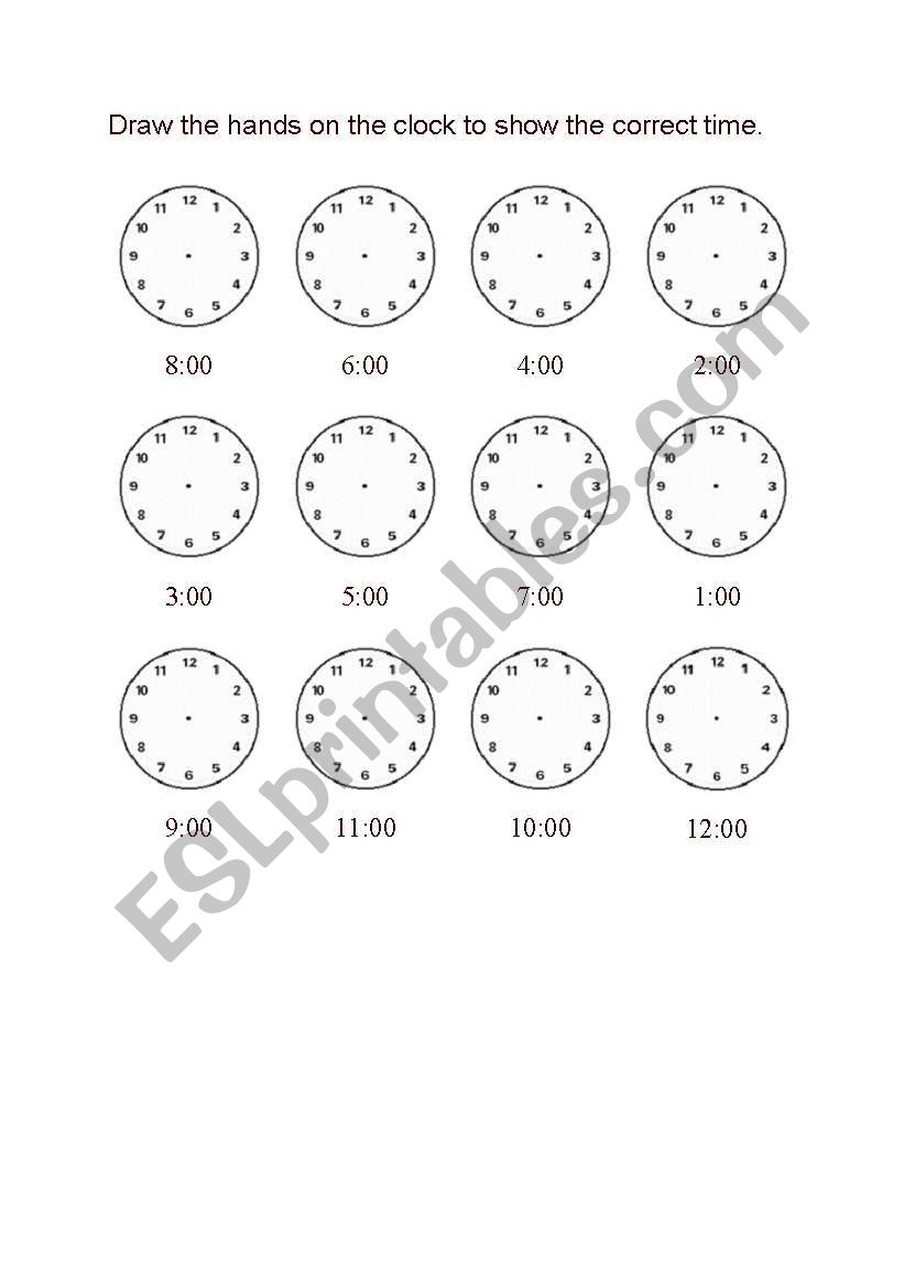 clocks worksheet