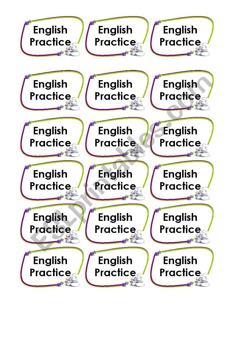 English Practice Cards worksheet
