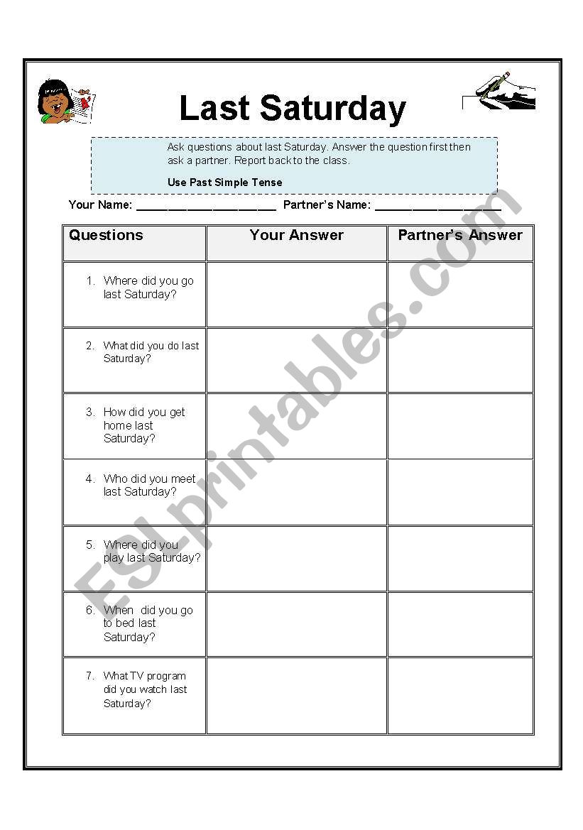 Past simple practice - Communicative exercise