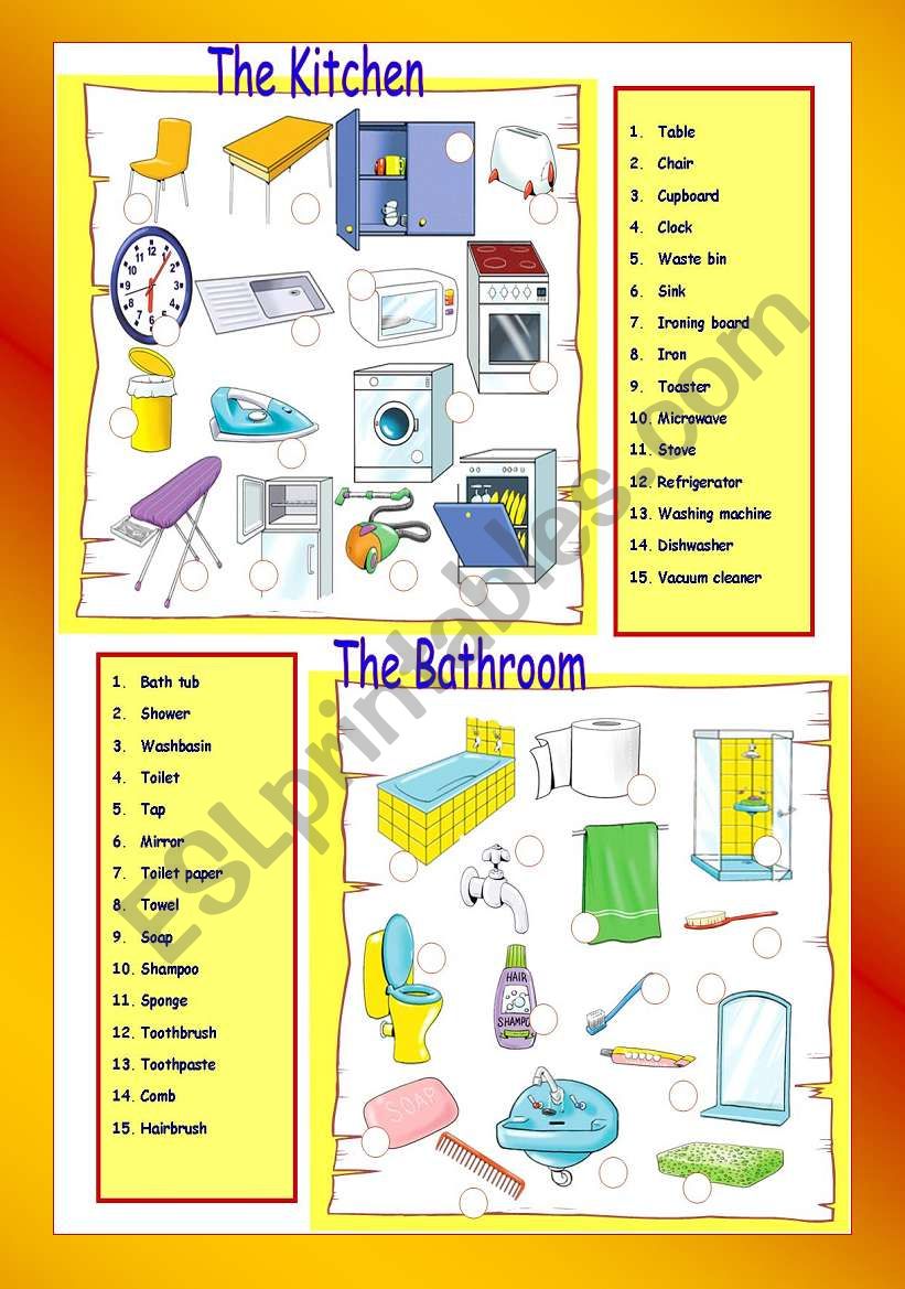 The Kitchen / The bathroom worksheet