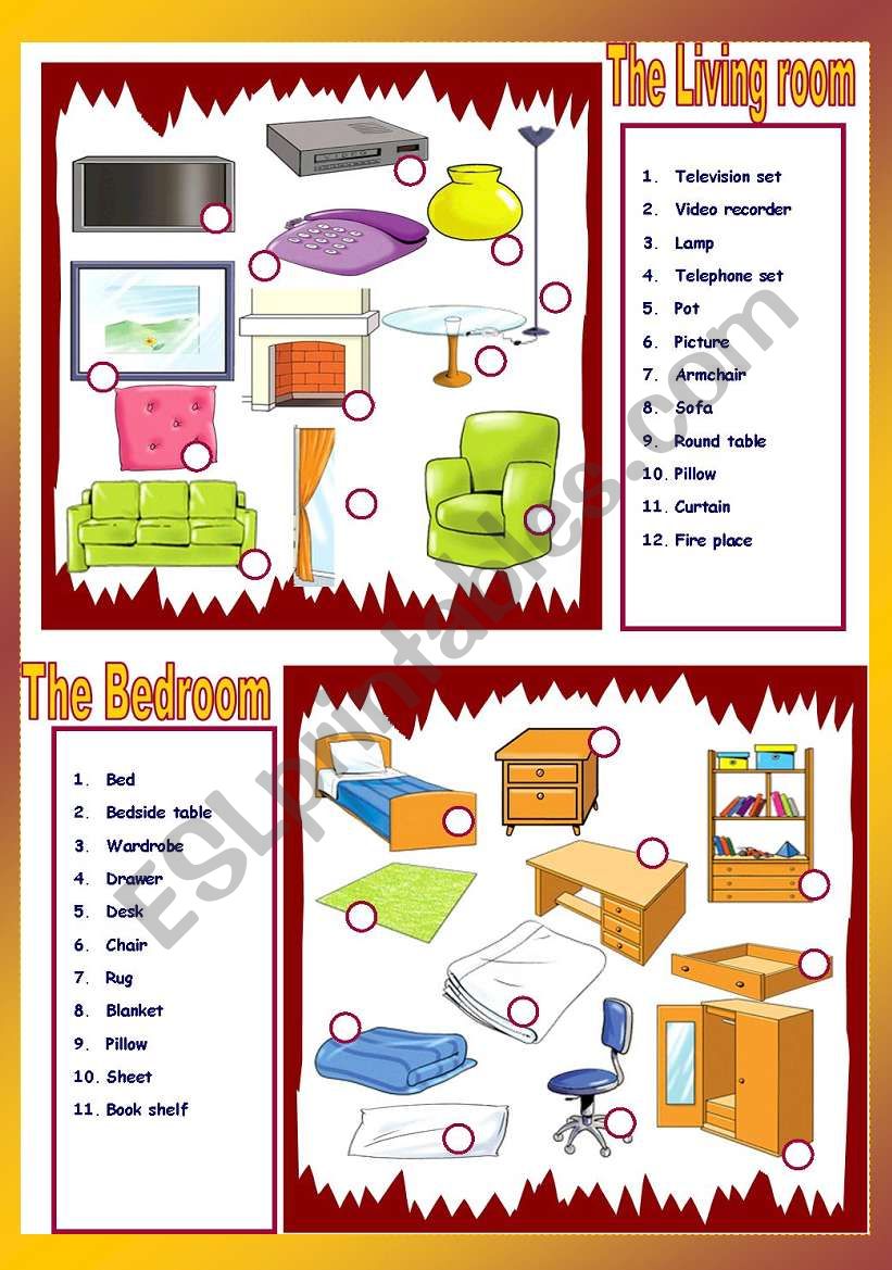 The living room / The Bedroom worksheet