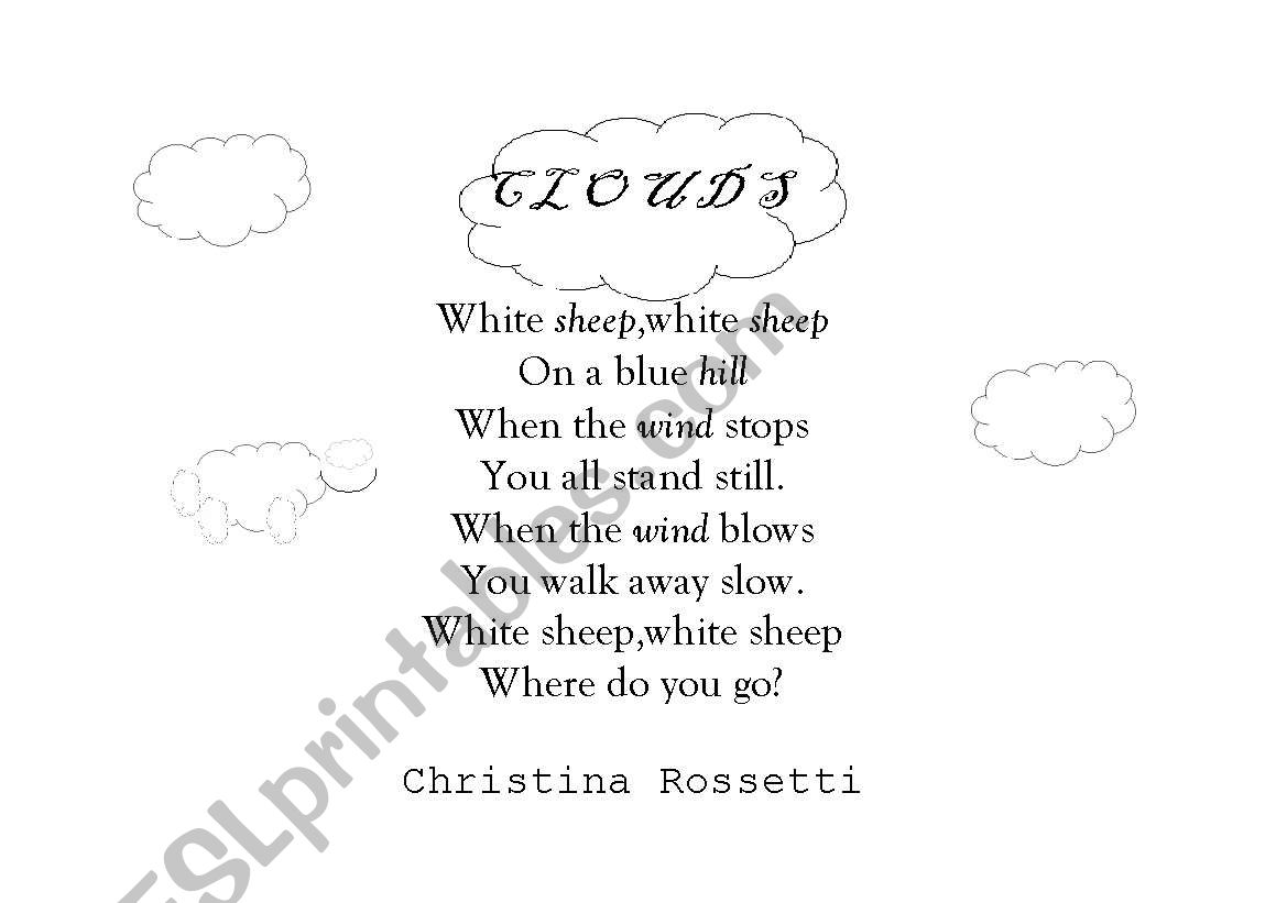Clouds- rhyme worksheet