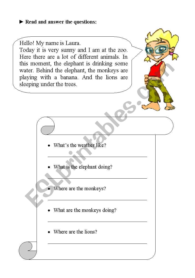 At the zoo  worksheet