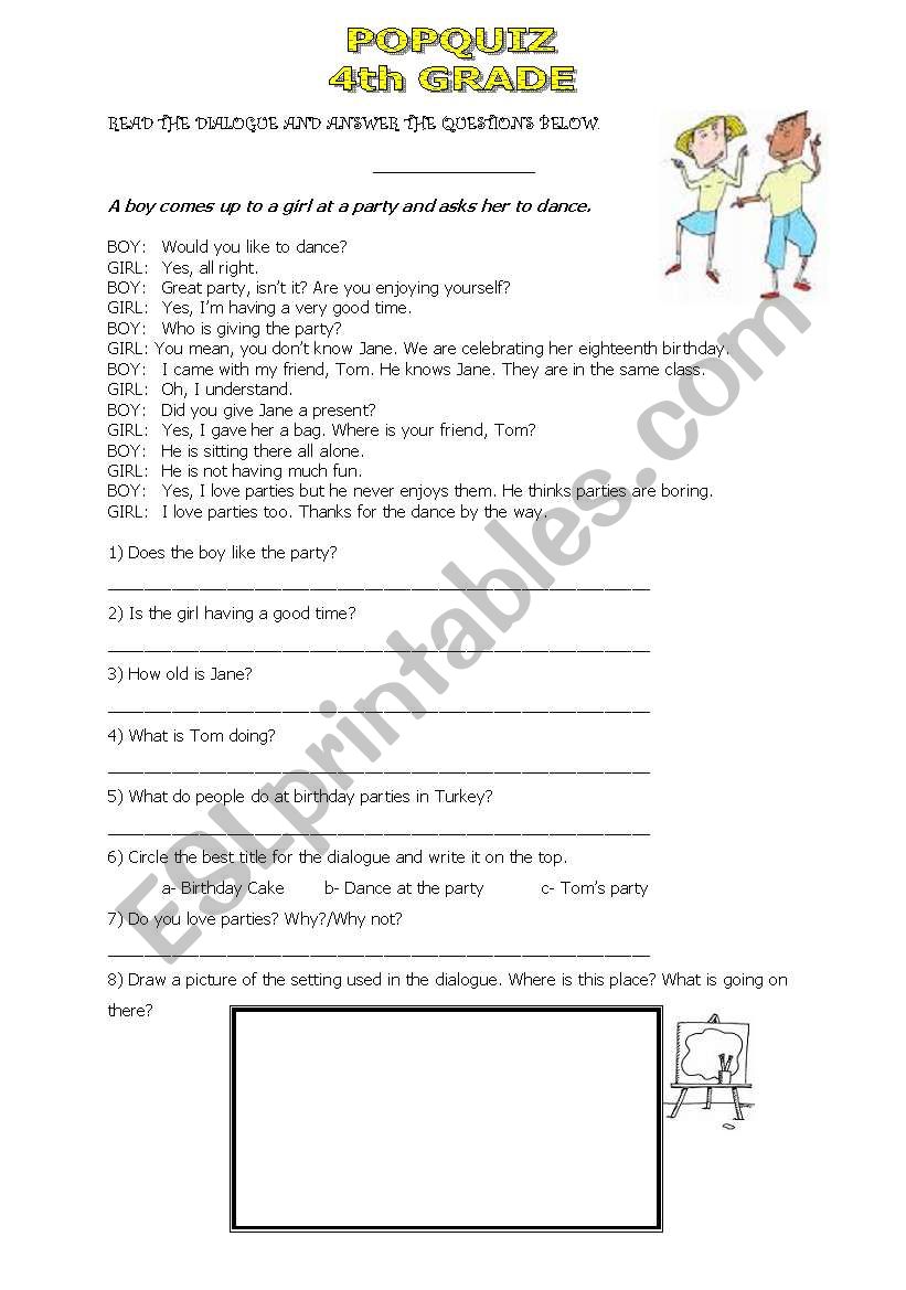 pop quiz worksheet