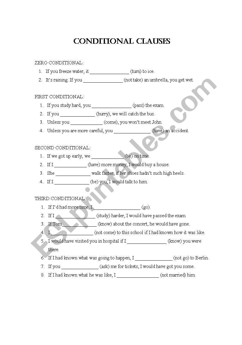 conditional clauses worksheet