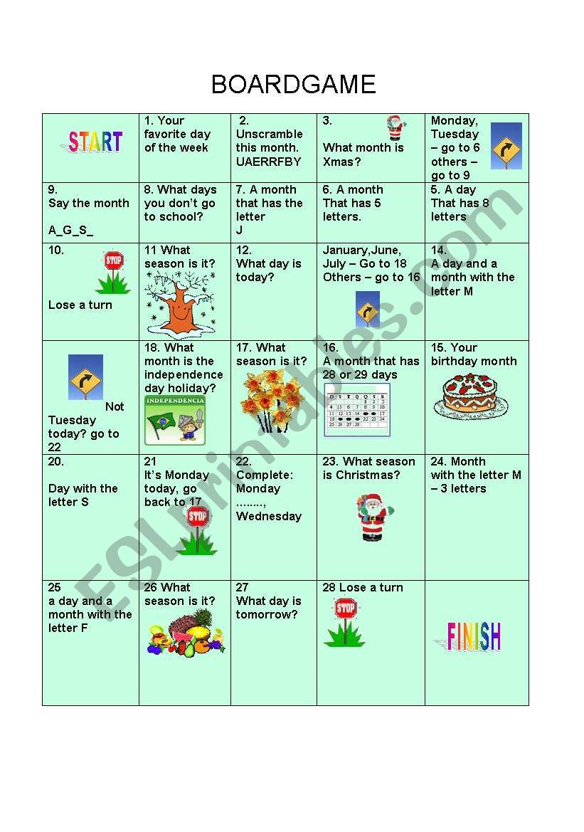 Months, Days of the Week and Seasons