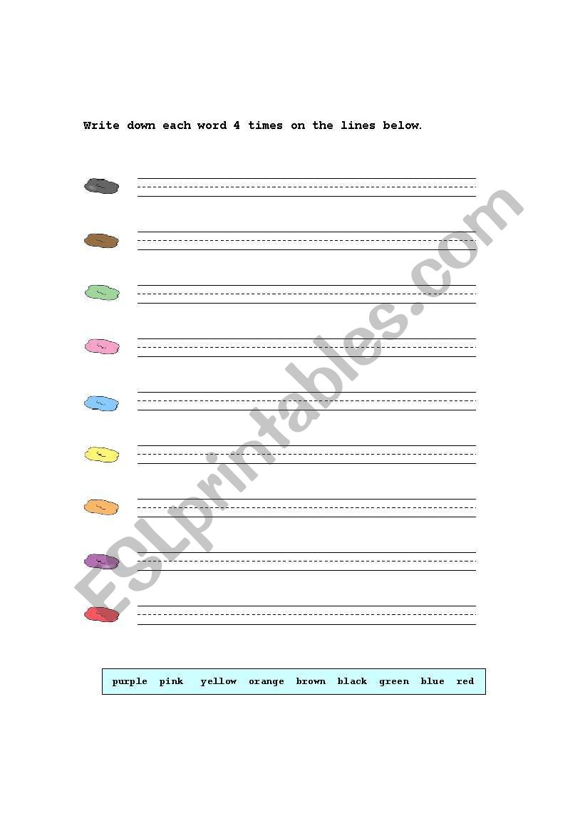 colours worksheet