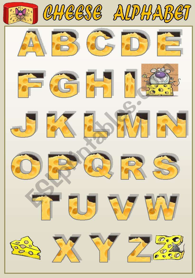 CHEESE ALPHABET - CLASSROOM POSTER FOR KIDS