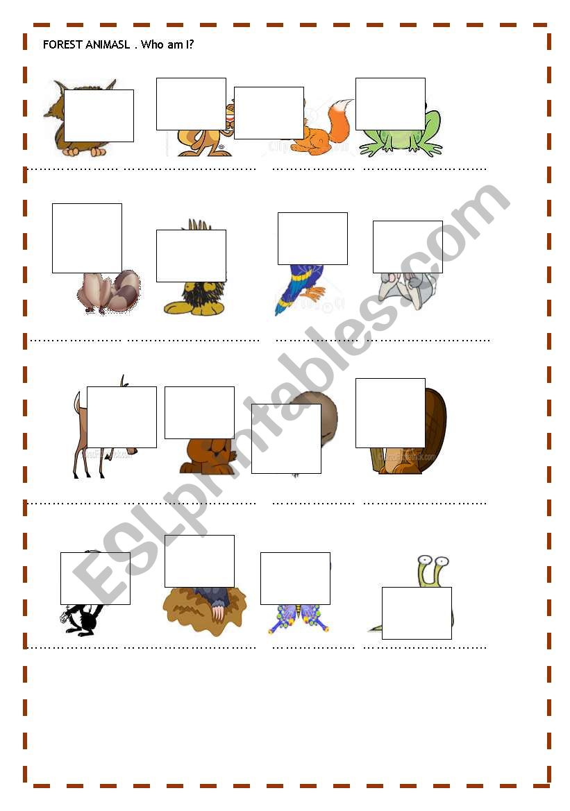English worksheets: FOREST ANIMALS 2