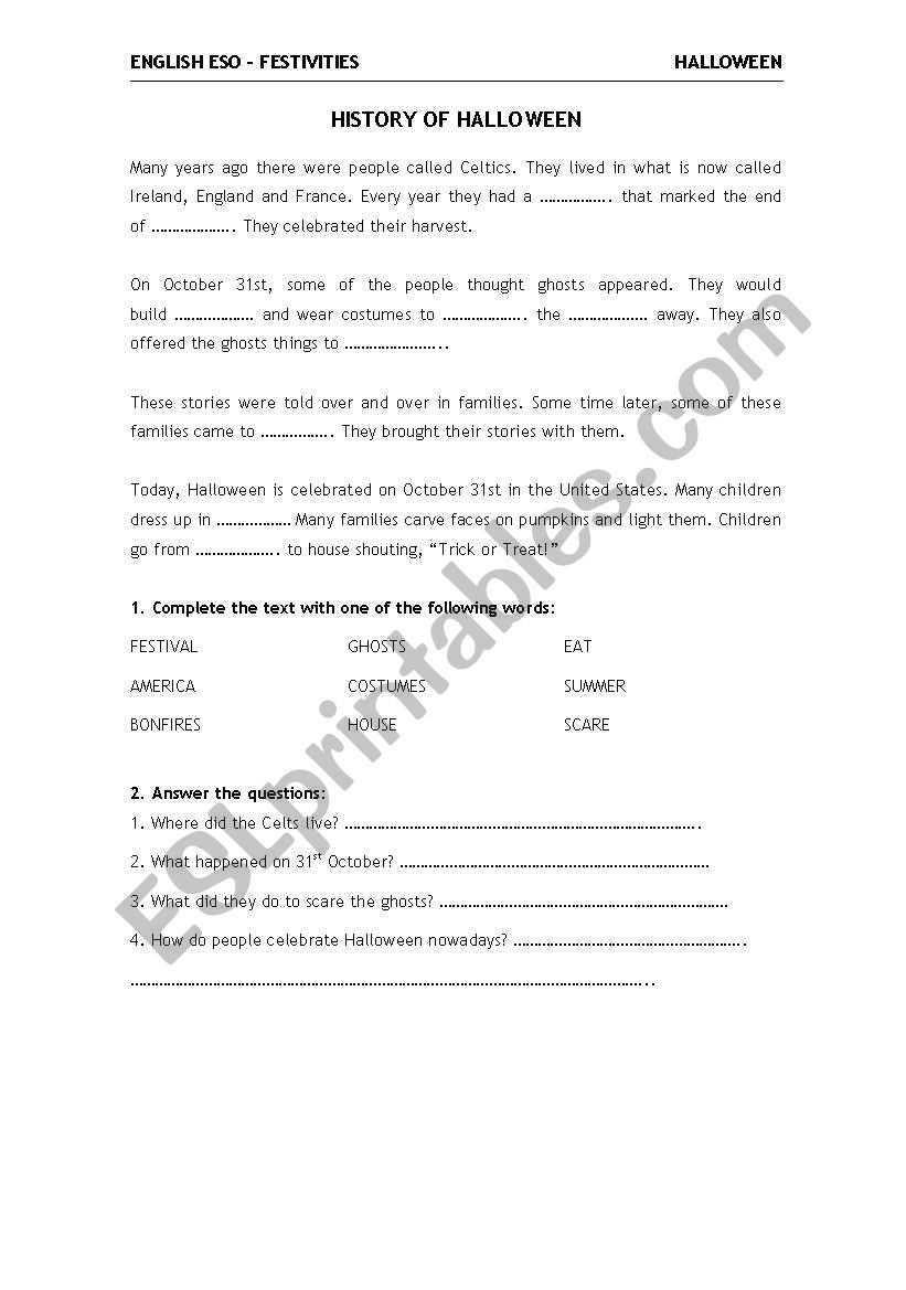 Halloween worksheet