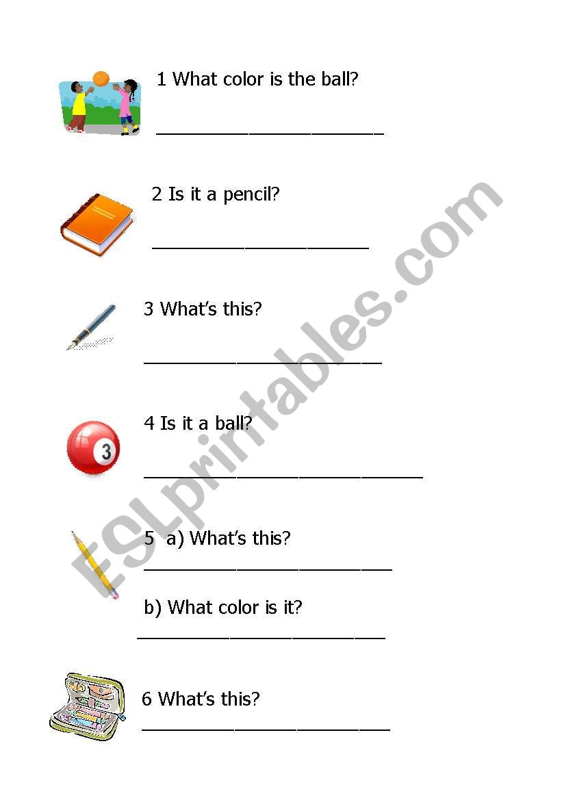 Elementary level esl children worksheet