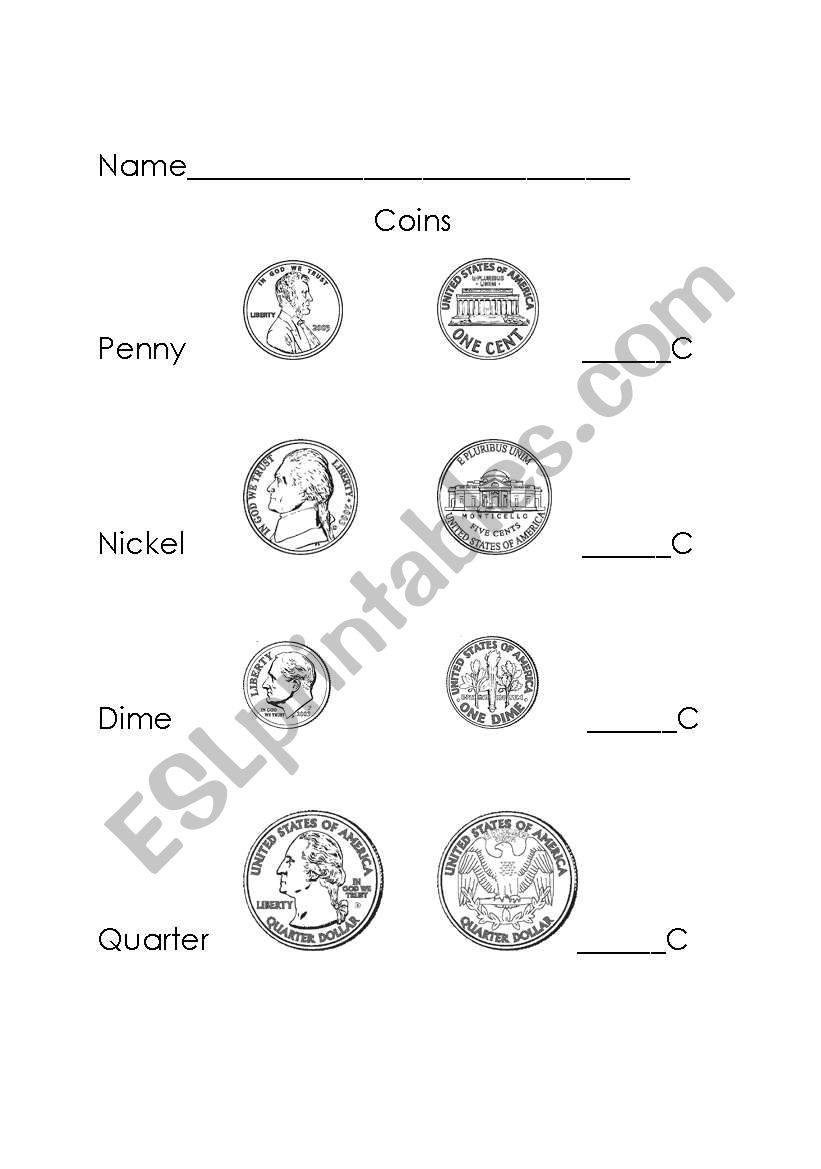 Coins worksheet