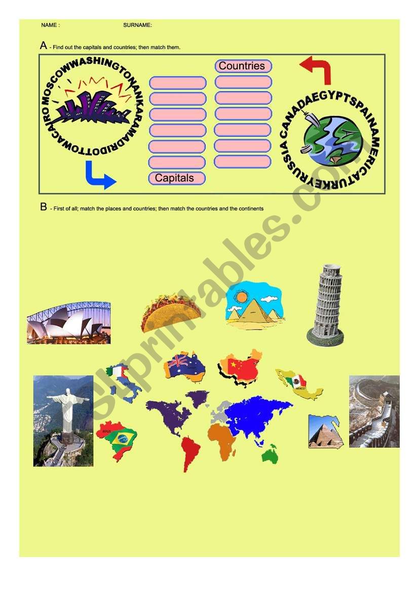 Capitals & Countries worksheet