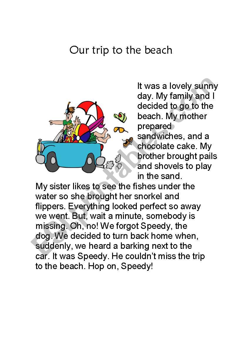 Our trip to the beach worksheet