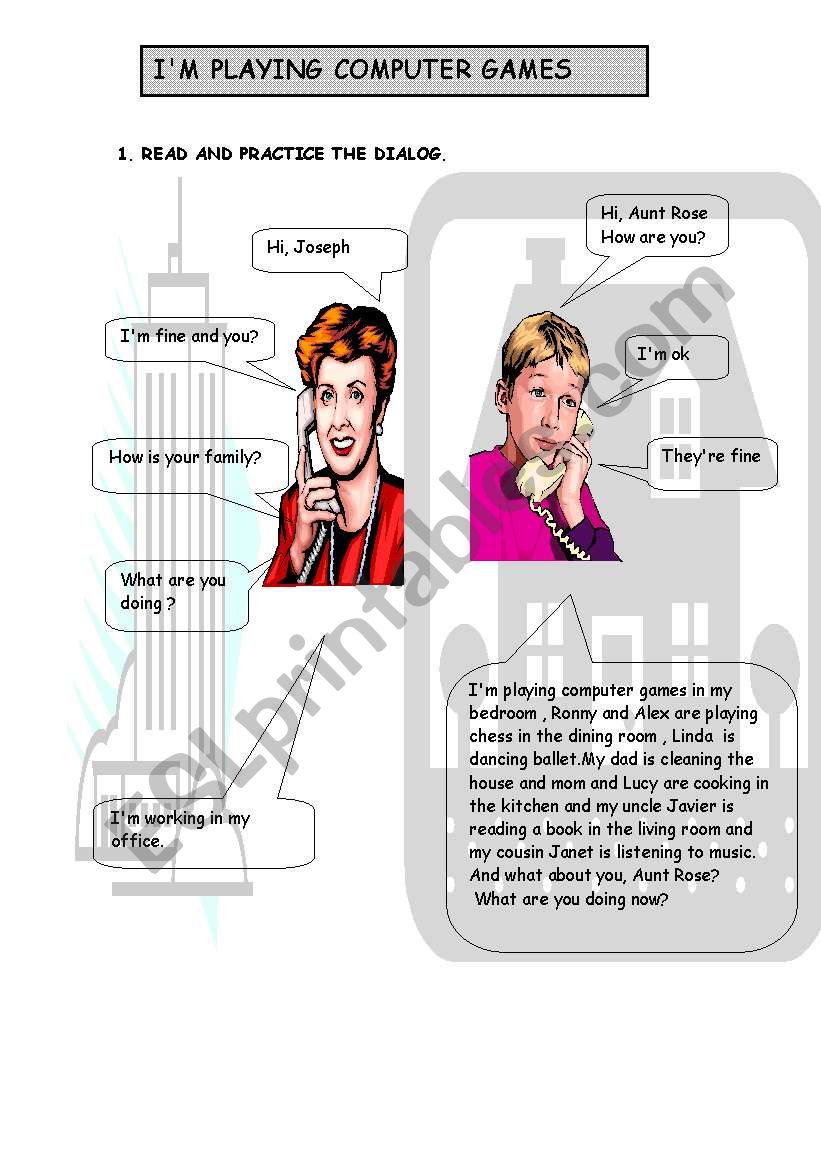 present progressive - 2 pages worksheet