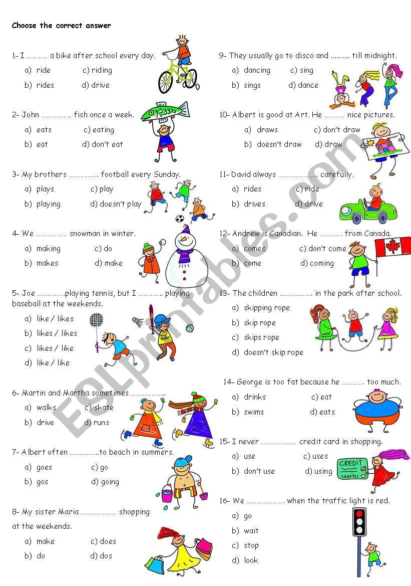  simple present tense worksheet