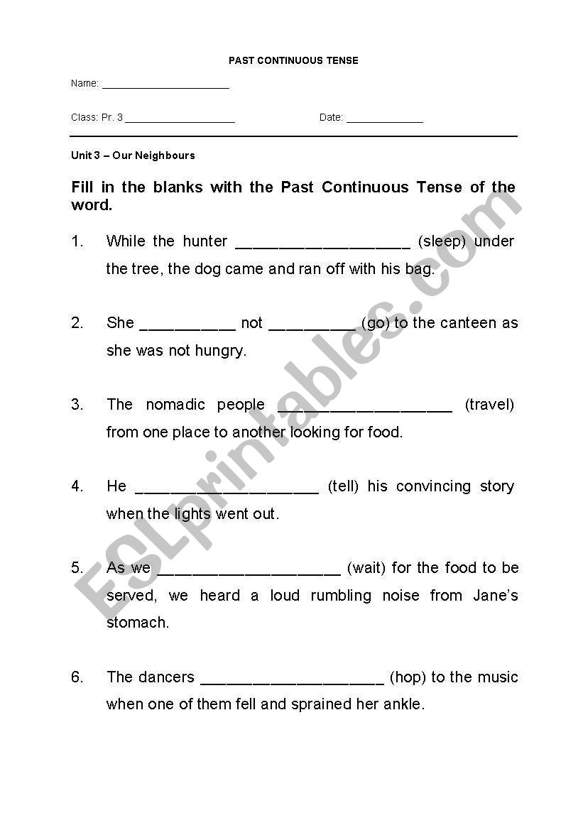 past continuous tense worksheet 2