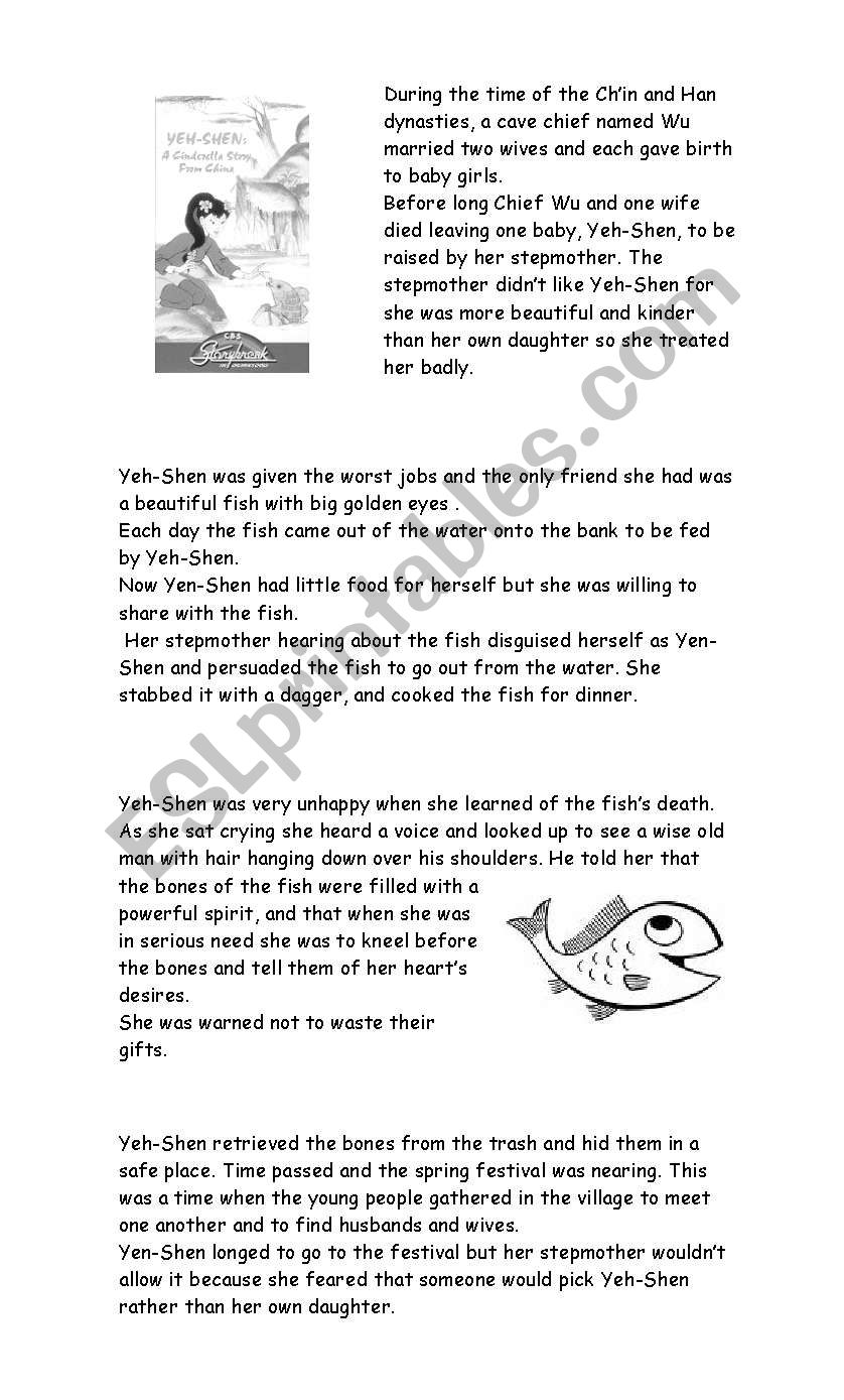 a chinese Cinderella worksheet