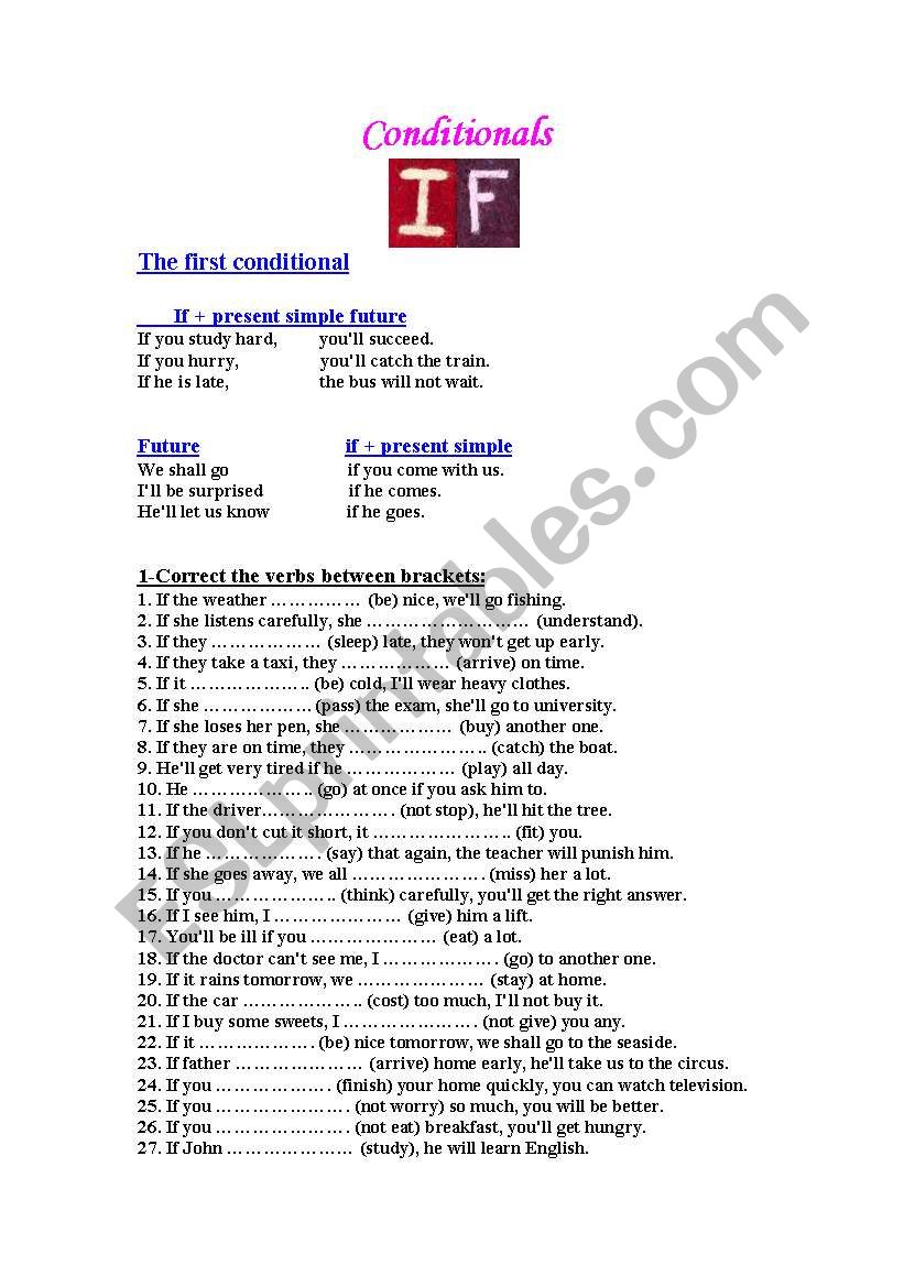 First If Conditional  worksheet