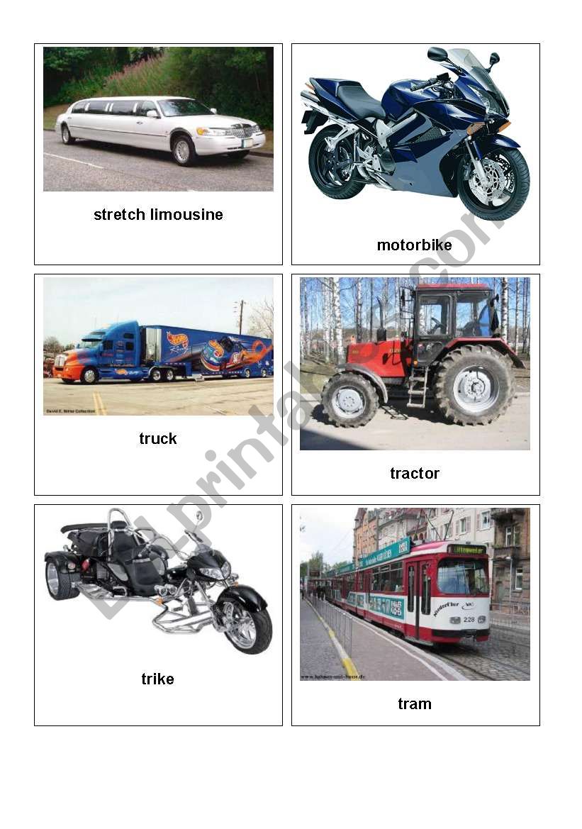 Means of transport worksheet
