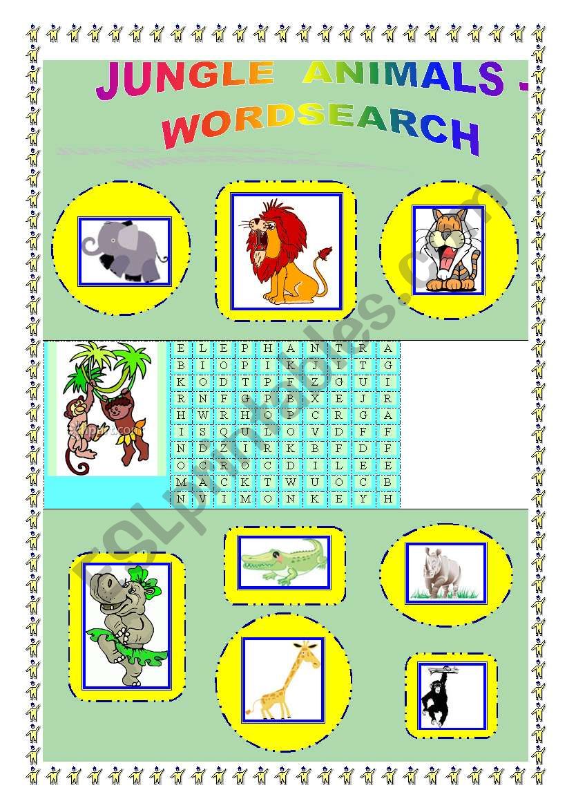 JUNGLE ANIMALS - WORDSEARCH worksheet