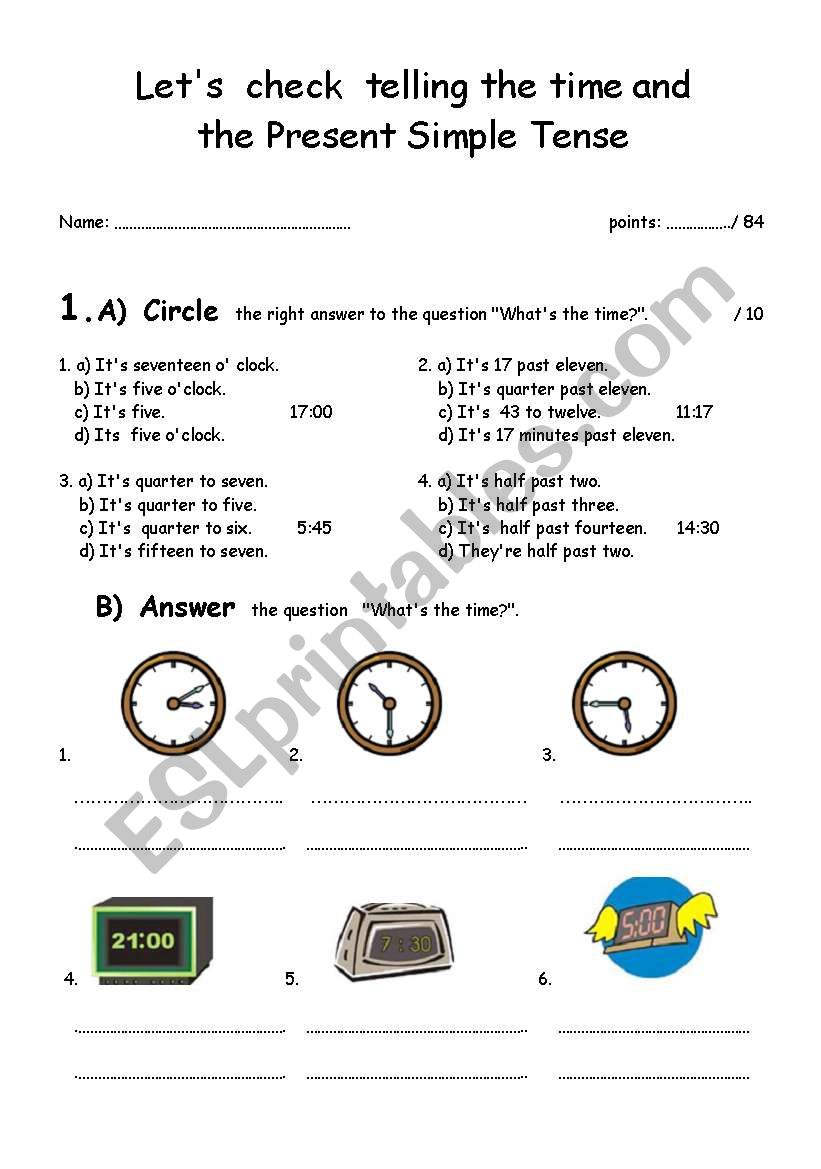 present simple, telling the time_4 pages