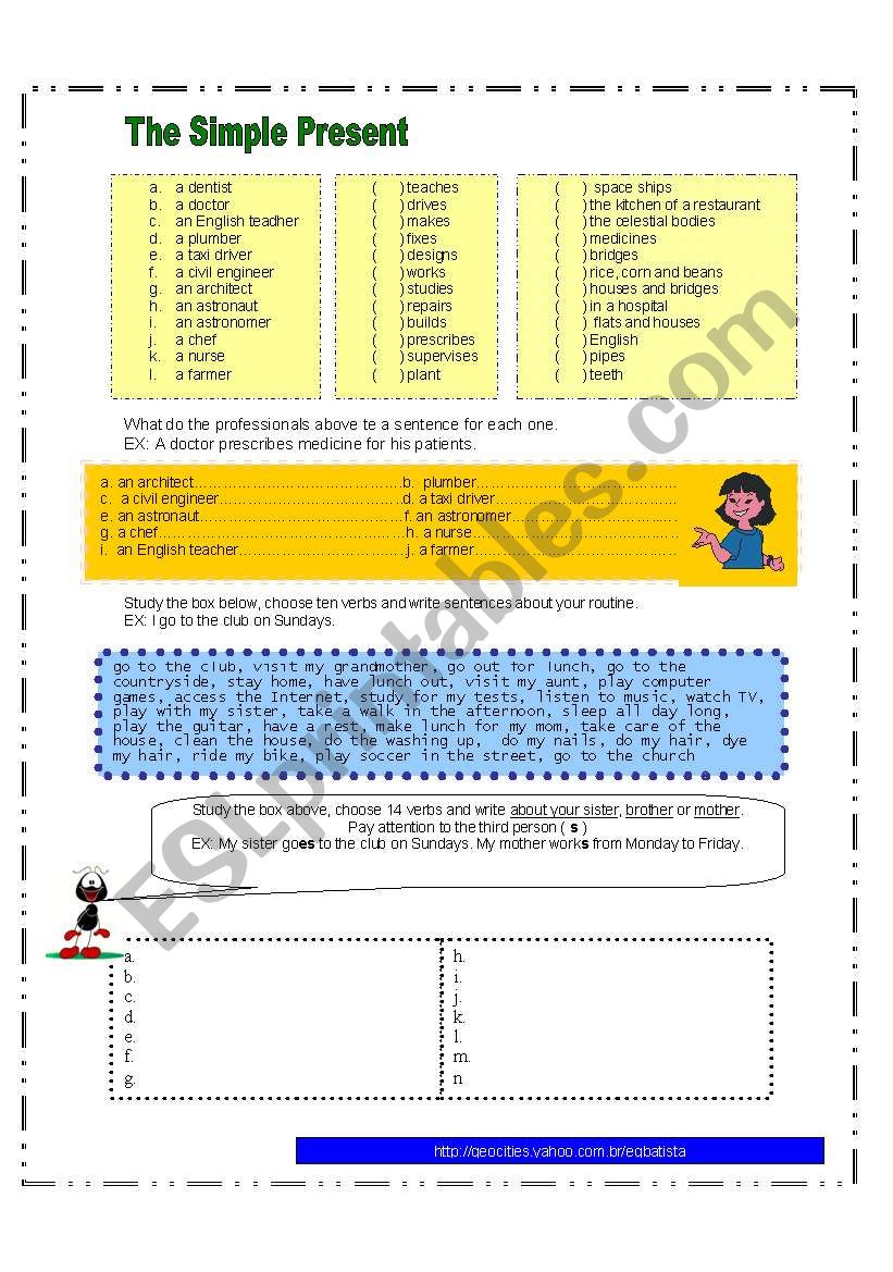 The Simple Present Jobs worksheet