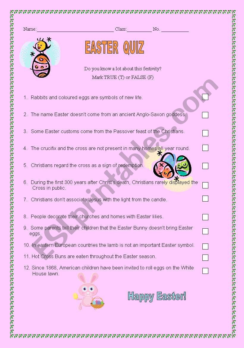 Easter Quiz worksheet