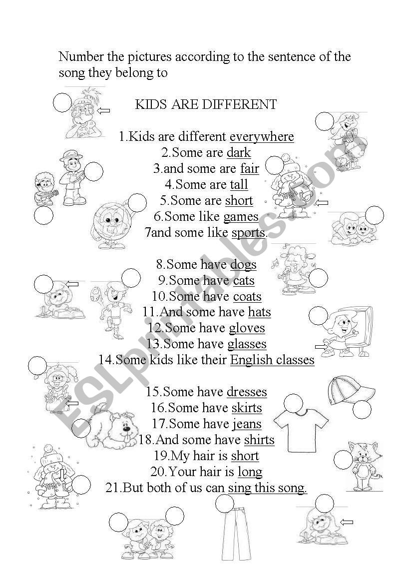 Great song worsksheet for kids with pictures!!! MP3 FILE available at request.