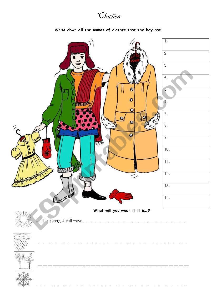 Clothes and weather worksheet