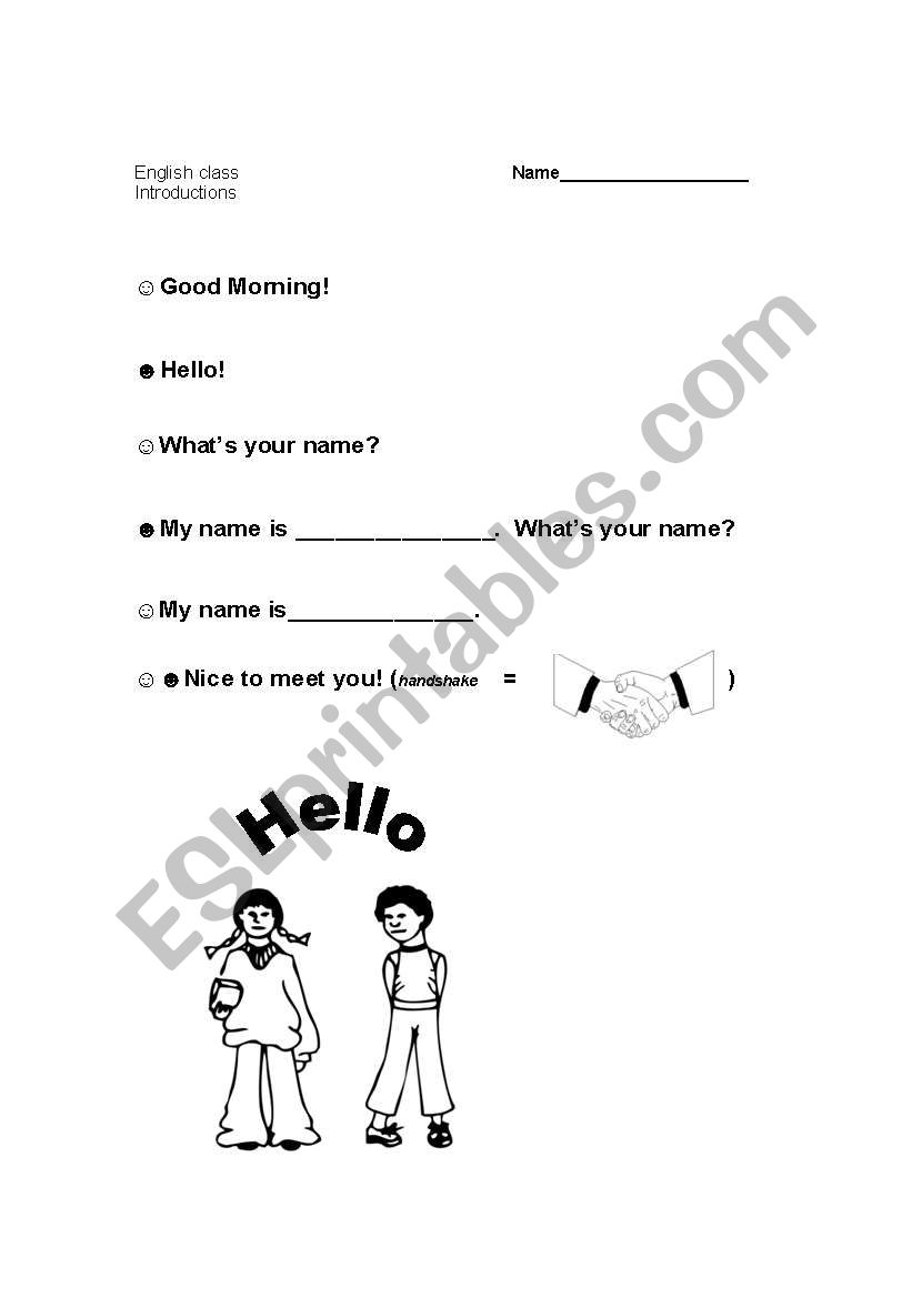 Hello, what is your name worksheet