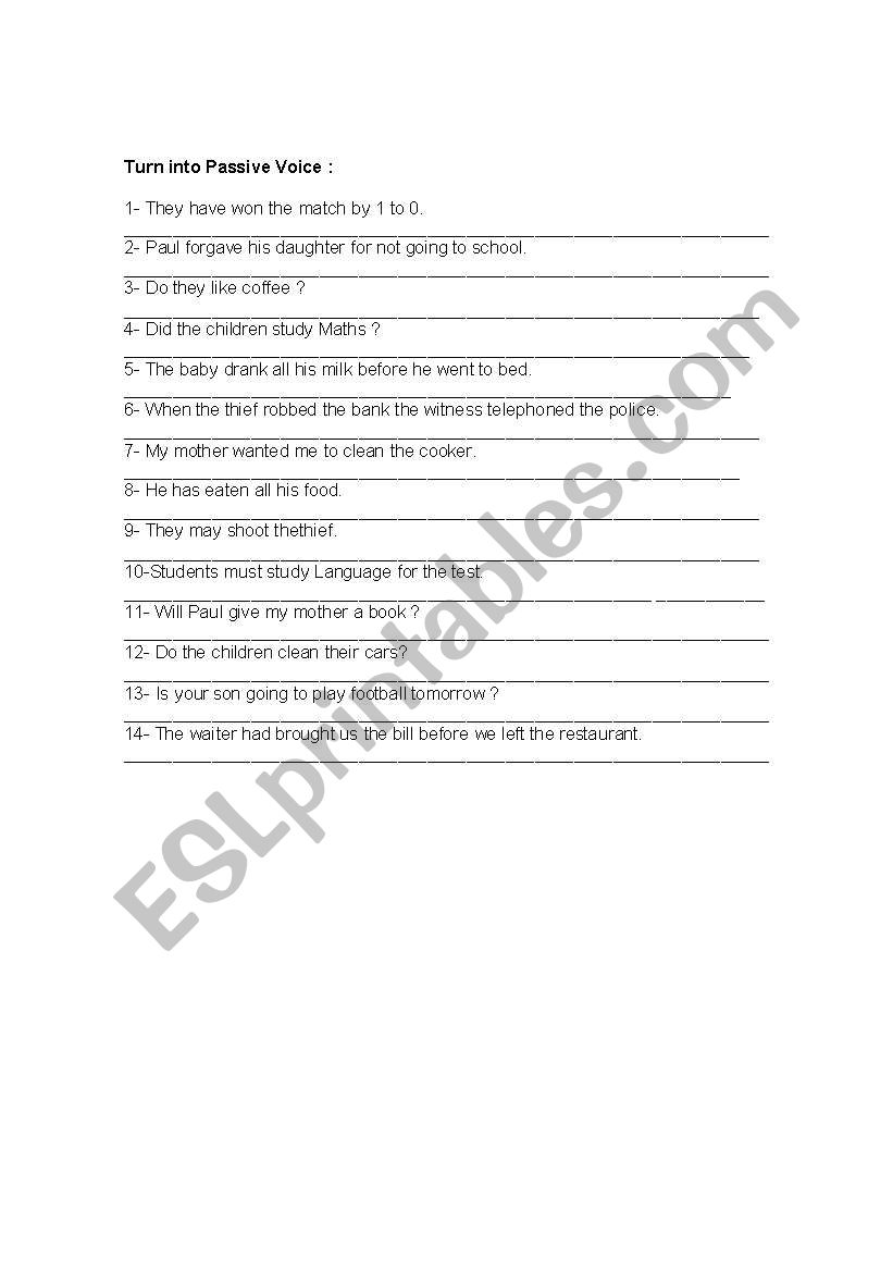 Passive voice worksheet