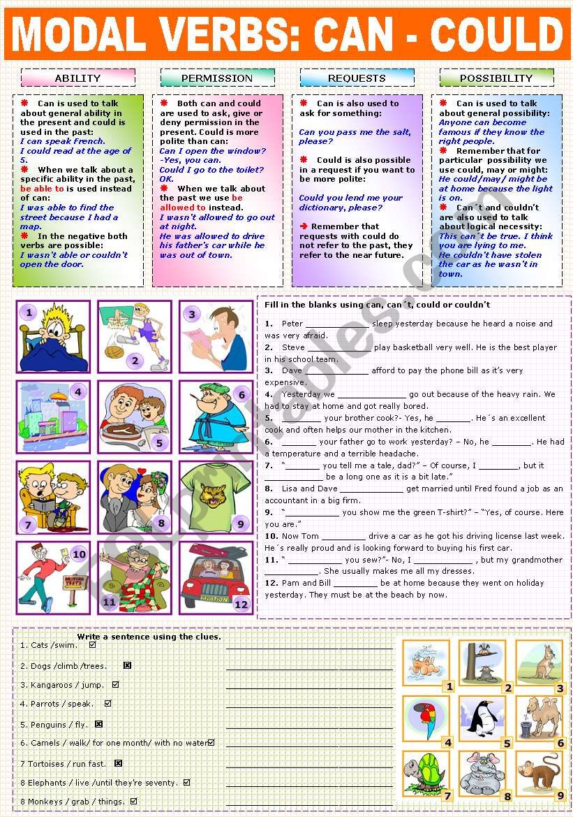 MODAL VERBS - CAN - COULD worksheet