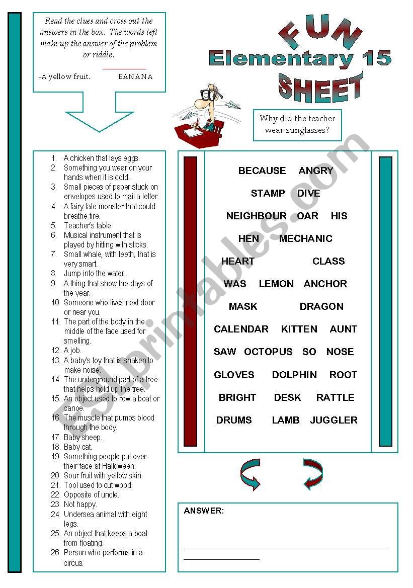 Fun Sheet Elementary 15 worksheet