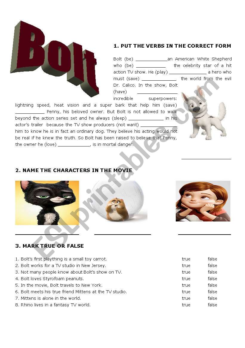 Bolt worksheet